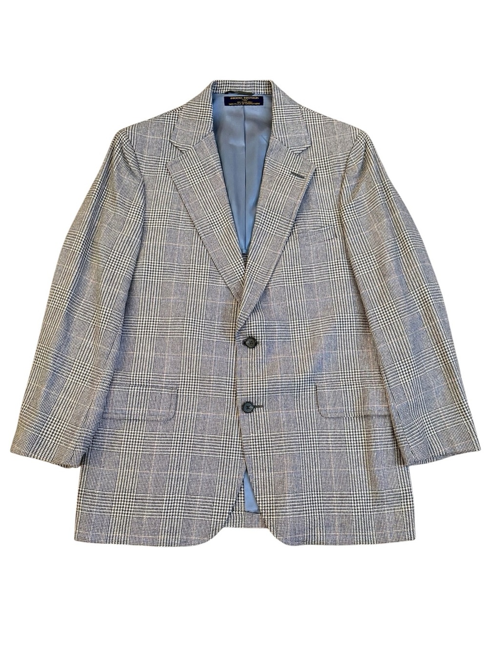 Vintage 70s Brooks Brothers USA Silk Wool Glen Plaid Houndstooth Blazer Coat 40R